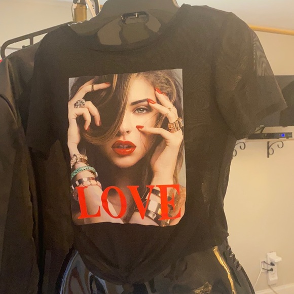 Sheer top, sooo cute! Ties above waist. Excellent Condition! - Picture 1 of 13